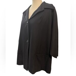 Harvé Benard Women’s Black Wool-Blend Cape Jacket Sz 16 Button Front pockets VTG